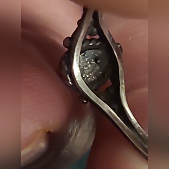 Vintage Sterling Silver Teardrop Malachite Ring Signed 925 Size 8 - Picture 13 of 14